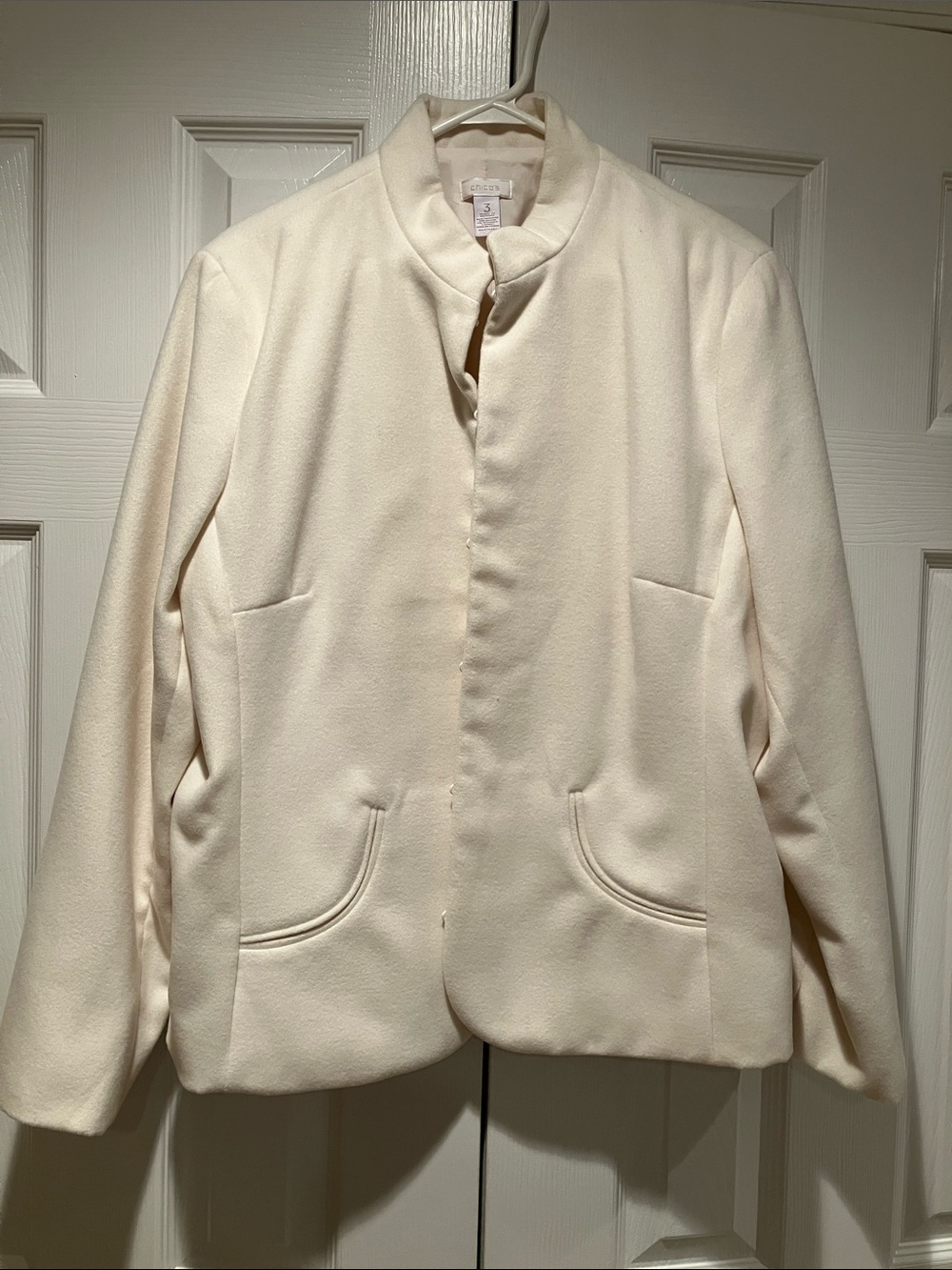 Chico's Cream Women's Collarless Jacket